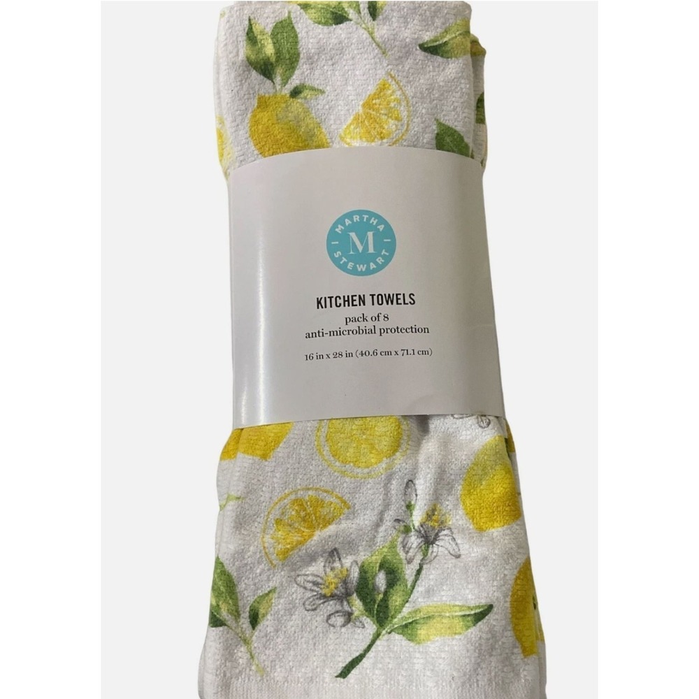 Martha Stewart Lemon Flowers Yellow Cotton Kitchen Towel 8  Pack Textured Design